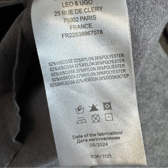 Leo & Ugo Paris Gray Sweater Women’s Black Cat Bow Graphic Long Sleeve Size 4 - Picture 6 of 15